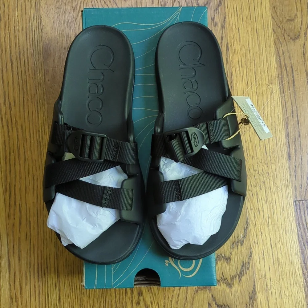 NIB Chaco Chillos Slide Sandals Black Adjustable Strap Sandal Kid's Size 4